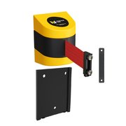 MONTOUR LINE Retr. Belt Barrier Yellow Removable Wall Mount, 9ft. Red Belt (M) WMX140-YW-RD-RM-M-90